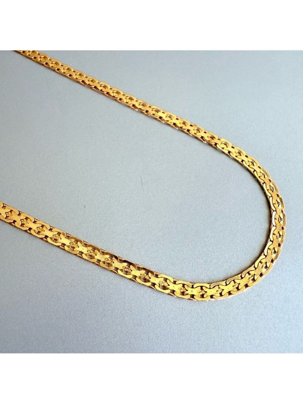 14K Solid Gold Diamond Cut Bismark Flat 2 Sided Chain Necklace 23.5 inch… - Picture 6 of 7